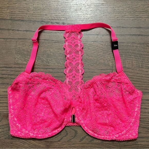 Victorias Secret Dream Angels Unlined Demi Underwire Racerback Lace bra Pink - Picture 7 of 10